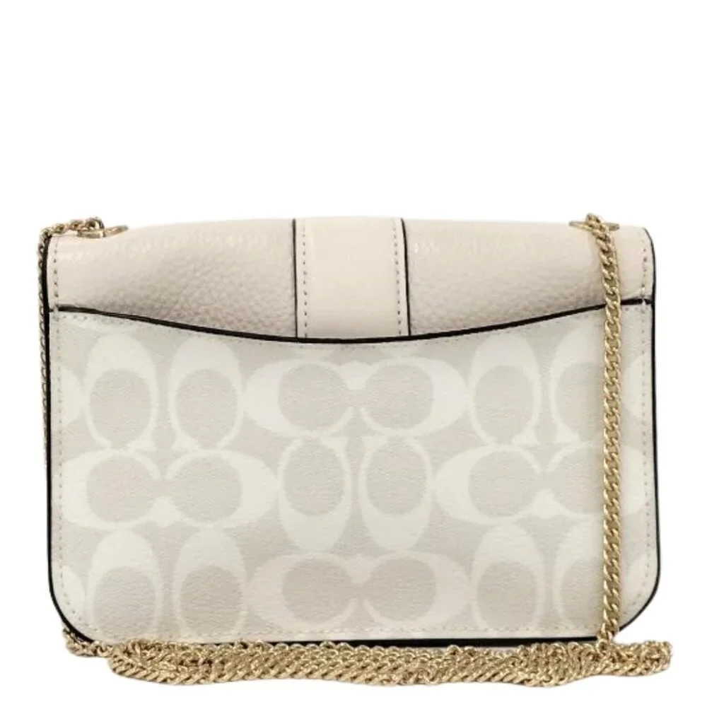 NWT COACH Georgie Crossbody Chalk Signature C Canvas & Leather Gold Details - Picture 3 of 14